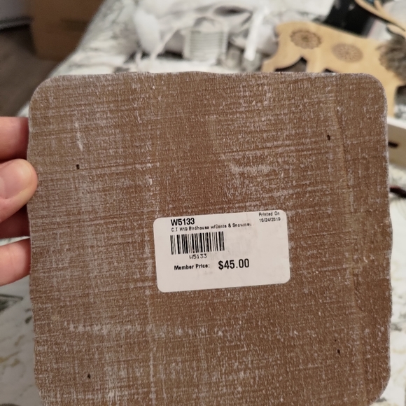 Christmas Wooden birdhouse with Santa and snowman - Picture 3 of 3